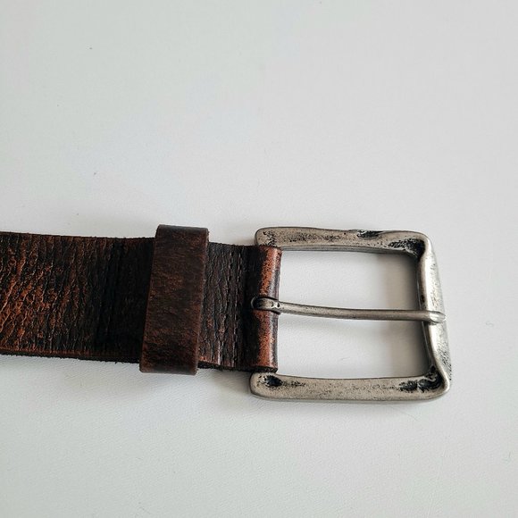 Bill Adler Design brown leather belt with metal setails. - Picture 6 of 12